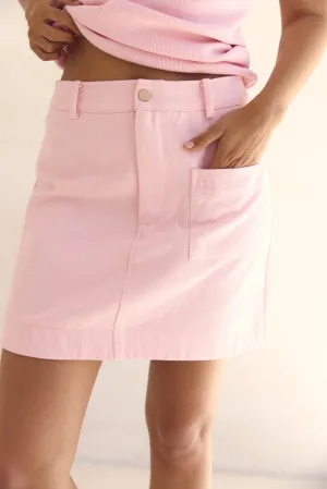 Comfy Fit Dakoda Denim Mini Skirt (Blush)