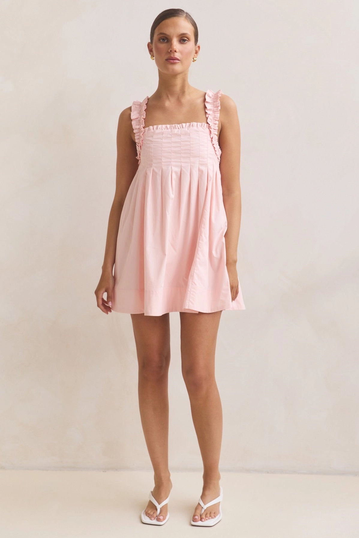 Lila Mini Dress (Pink) Sleek Waistband Flow Line
