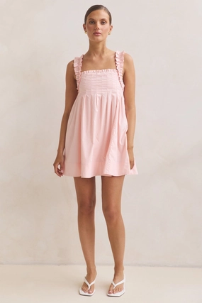 Lila Mini Dress (Pink) Sleek Waistband Flow Line