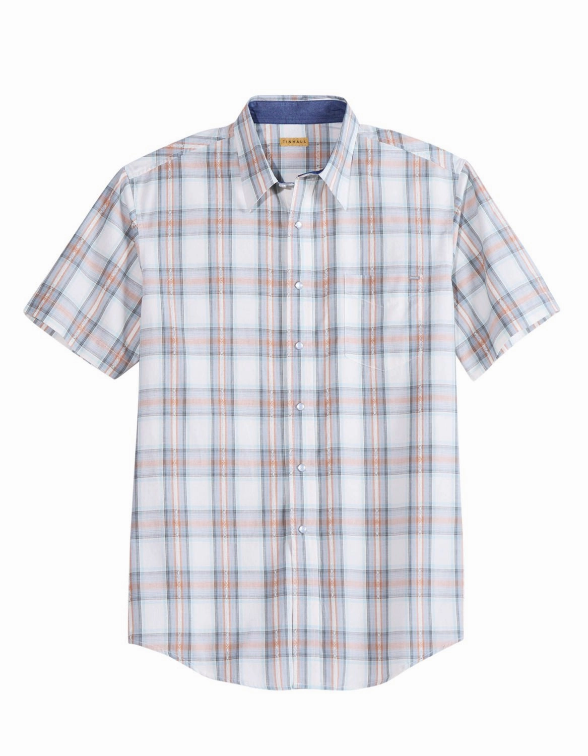 Tin Haul Mens 2415 Tupelo Plaid Grey 100% Cotton S/S Shirt Sporty Style fade resistant color