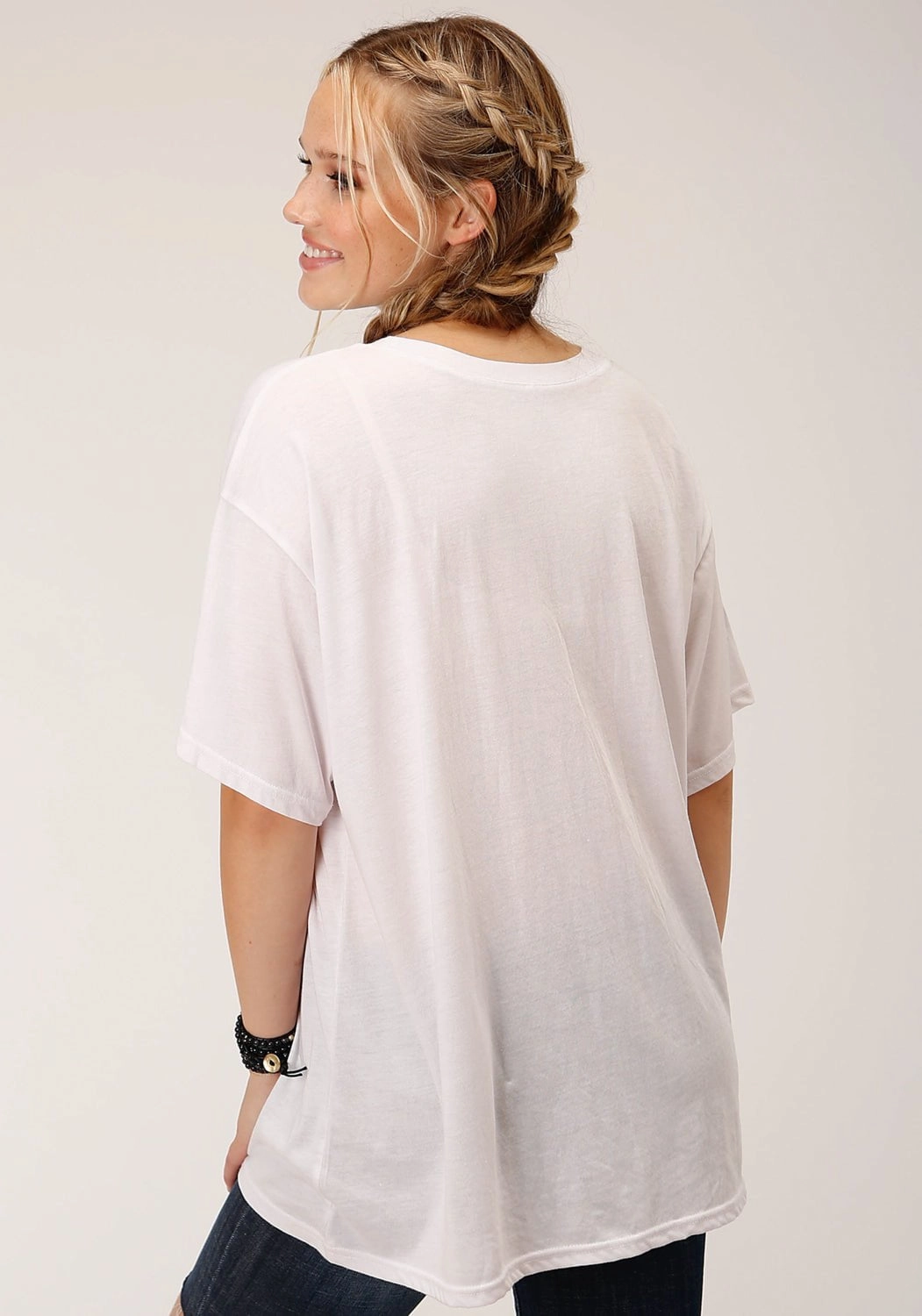 Roper Womens Take Me To The Desert White Poly/Rayon S/S T-Shirt Multipocket Style