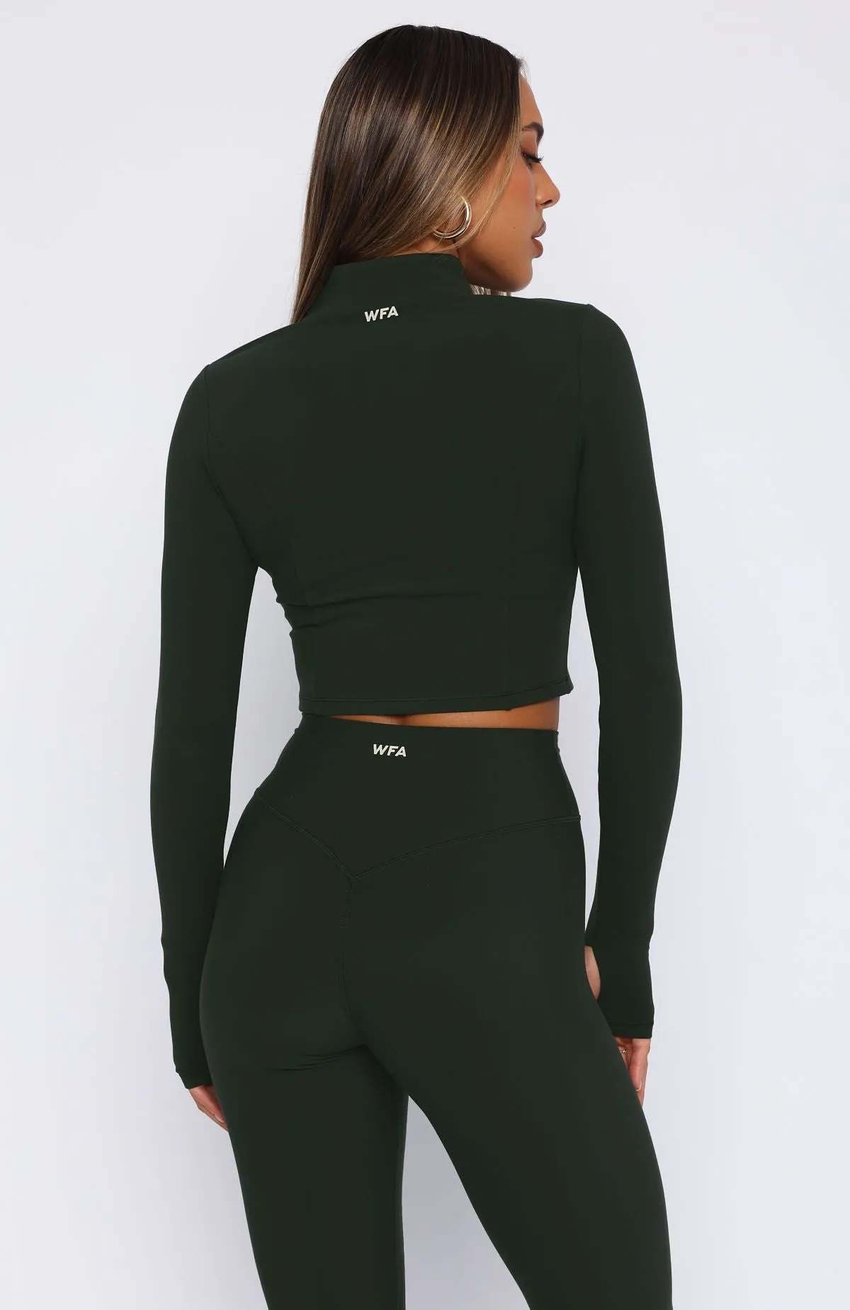 Asymmetrical hem Versatile Design Times Up Crop Jacket Forest