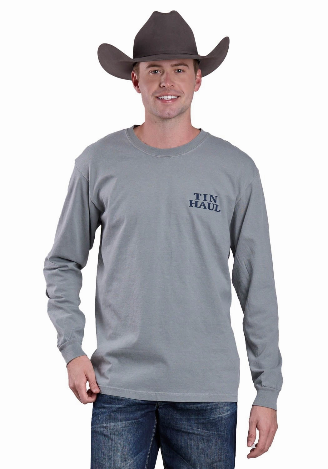 oversized but not shapeless Tin Haul Mens Back Desert Scene Grey 100% Cotton S/S T-Shirt