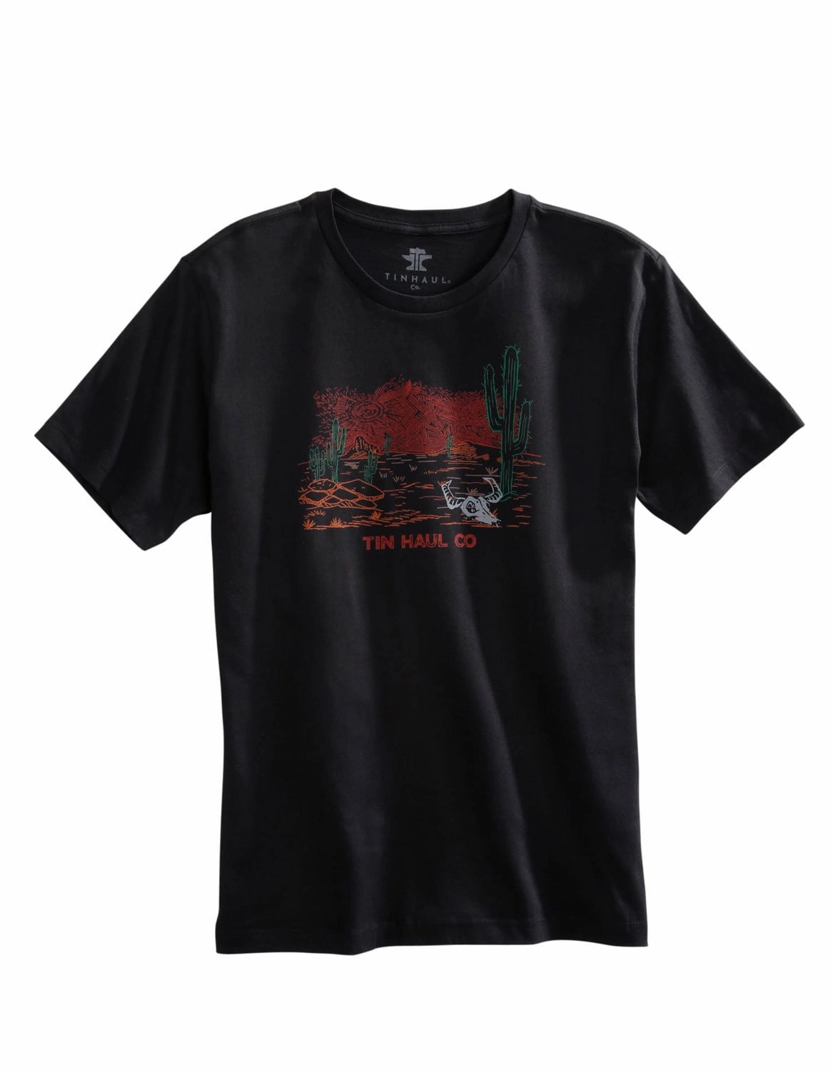Non Iron Material Tin Haul Mens Black 100% Cotton Desert Scene S/S T-Shirt