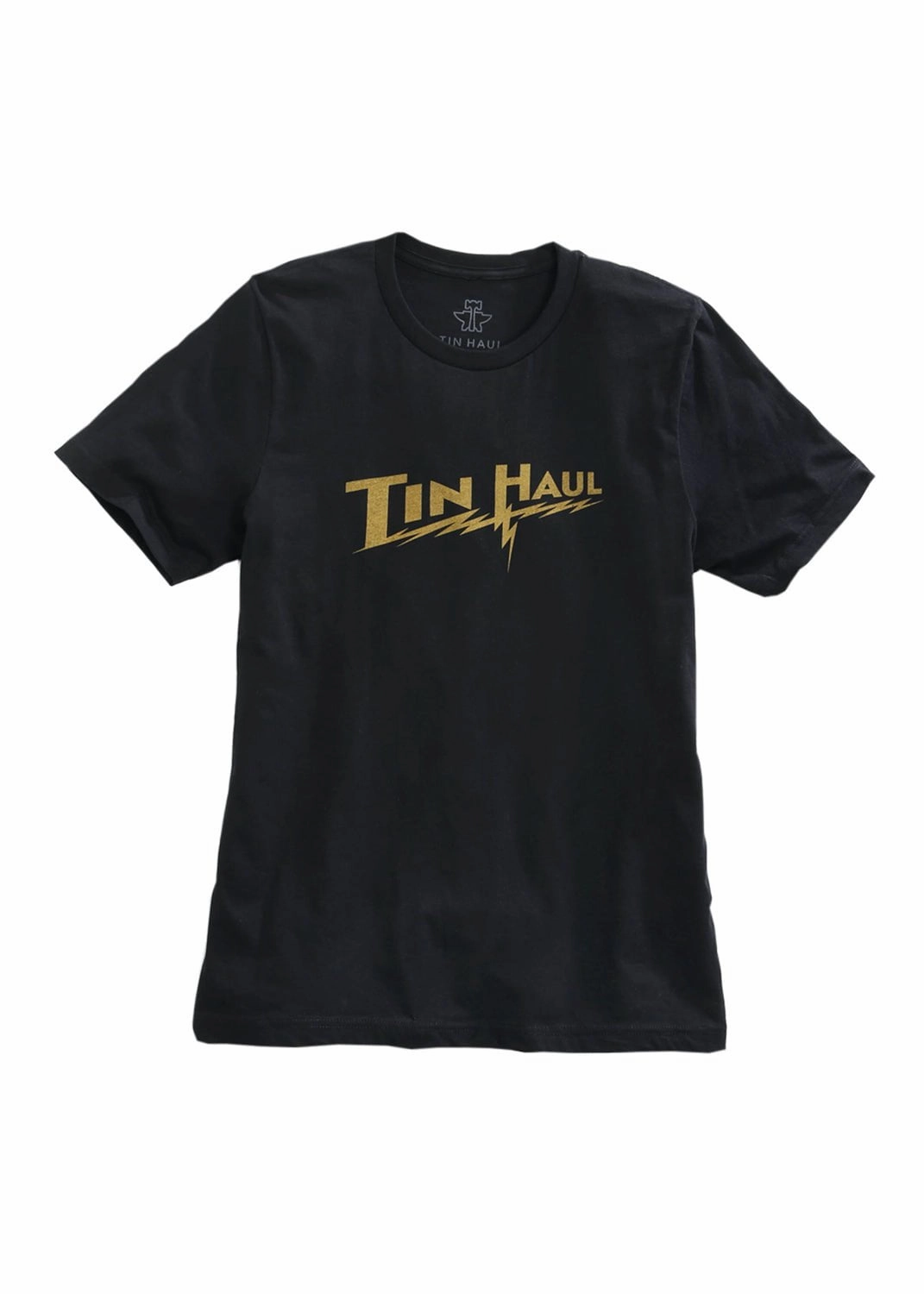 Tin Haul Mens Black 100% Cotton Lightening Bolt S/S T-Shirt Gym Companion