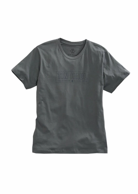 Tin Haul Mens Dark Grey 100% Cotton Trademark Logo S/S T-Shirt Classy Detail Local Favorite