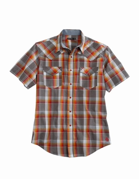 Tin Haul Mens Multi-Color 100% Cotton Rusty Plaid S/S Shirt tall size