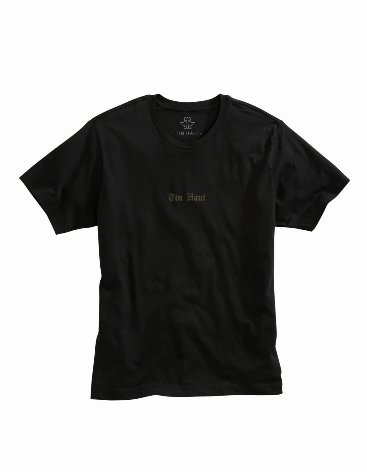 Tin Haul Unisex Black 100% Cotton Old English S/S T-Shirt Light Option Gradient effect