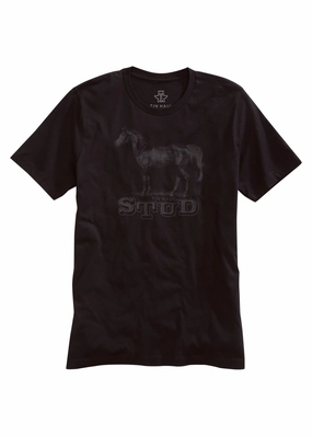 Tin Haul Unisex Black 100% Cotton Stud Horse S/S T-Shirt Hooded Option