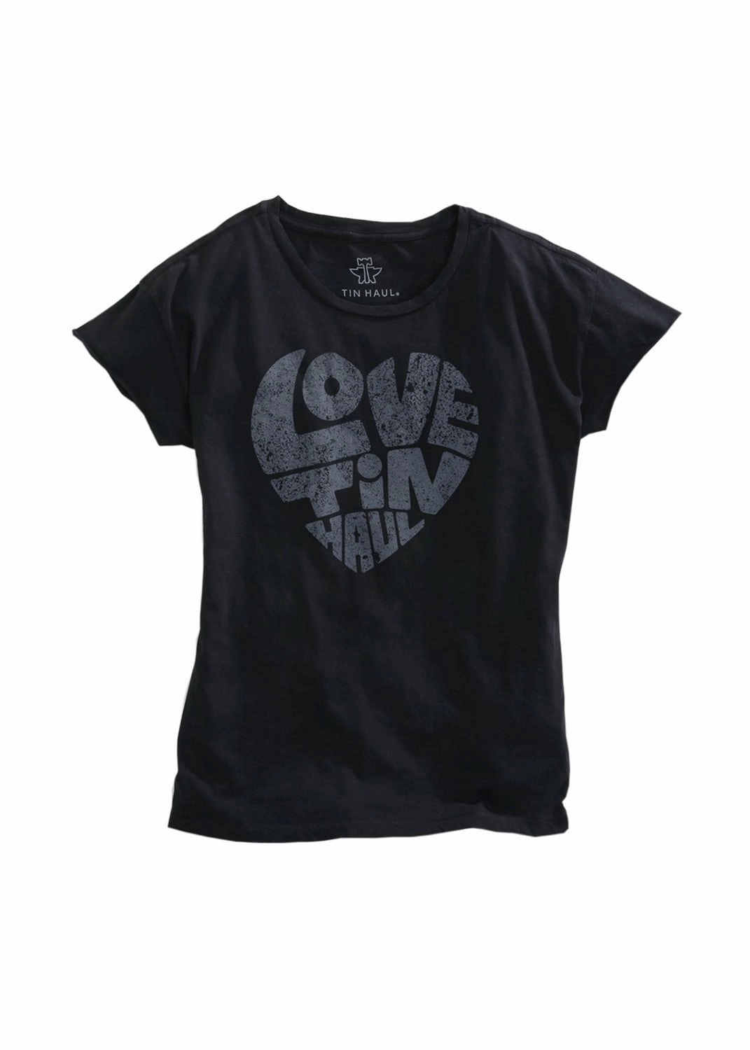 Tin Haul Womens Black 100% Cotton Love S/S T-Shirt Smooth Seam Finish