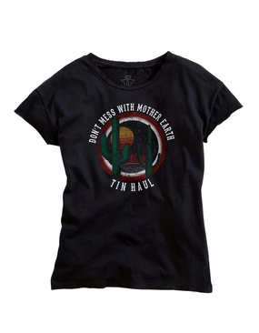 Iconic look Tin Haul Womens Black 100% Cotton Mother Earth S/S T-Shirt