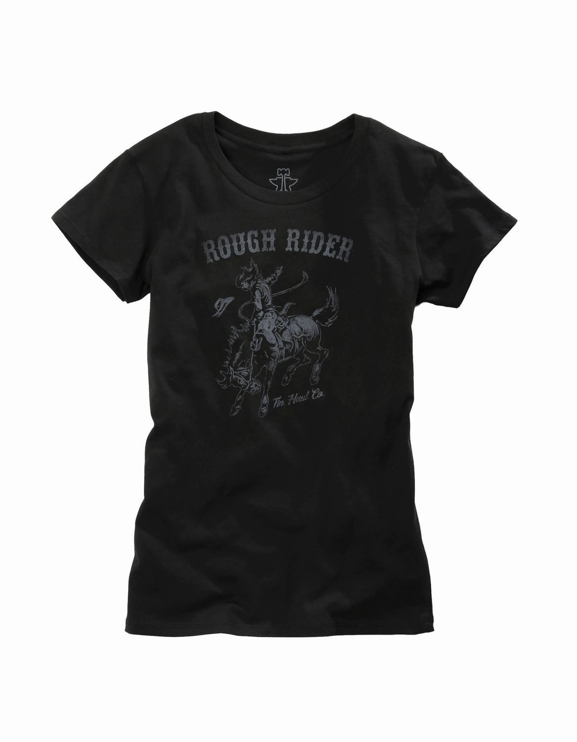 Tall Option Fall Fashion Tin Haul Womens Black 100% Cotton Rough Rider S/S T-Shirt