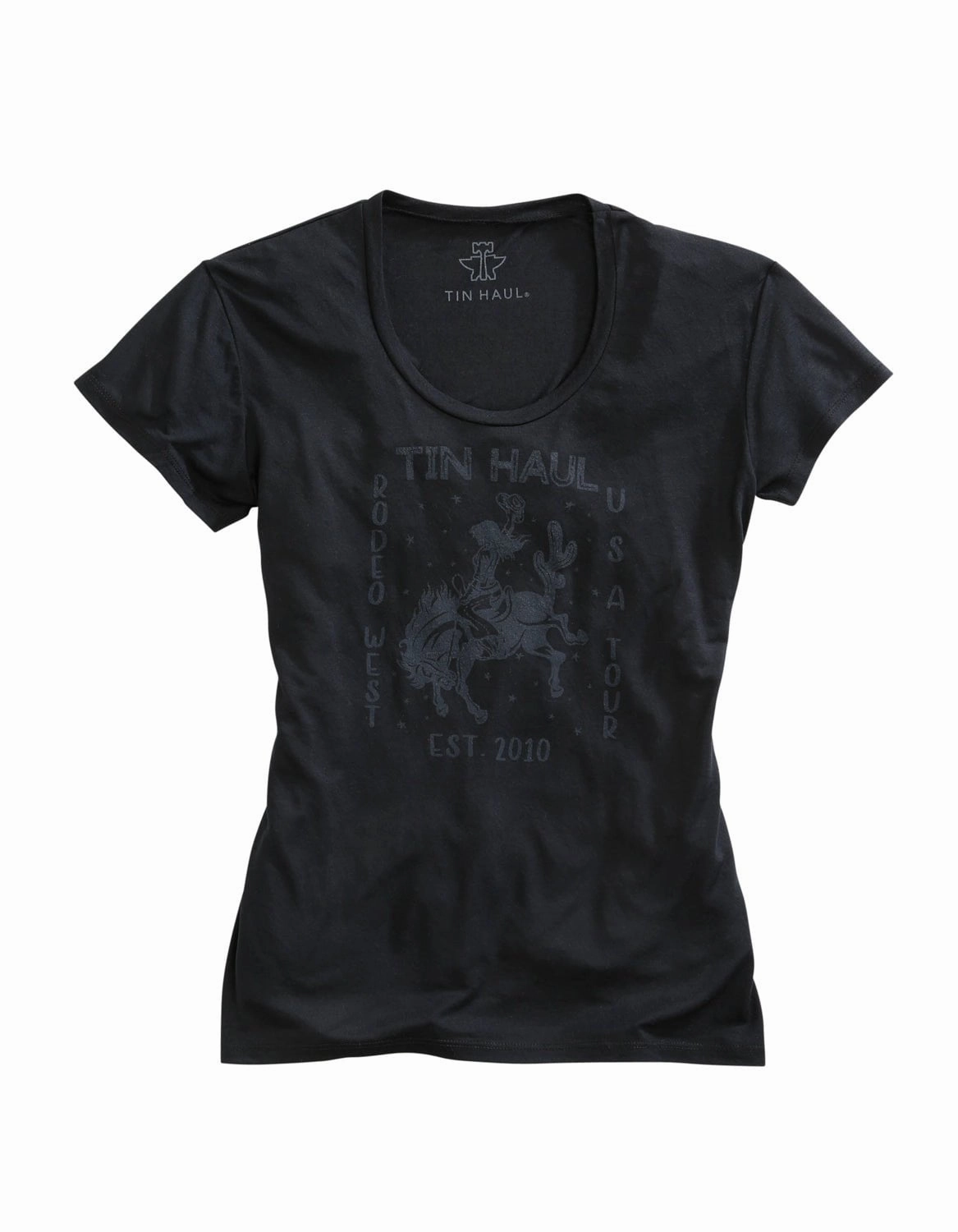 Tailored Style Tin Haul Womens Black/Grey Poly/Rayon Cowgirl S/S T-Shirt