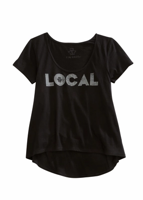 Street Wear Tin Haul Womens Distressed Local Black 100% Cotton S/S T-Shirt