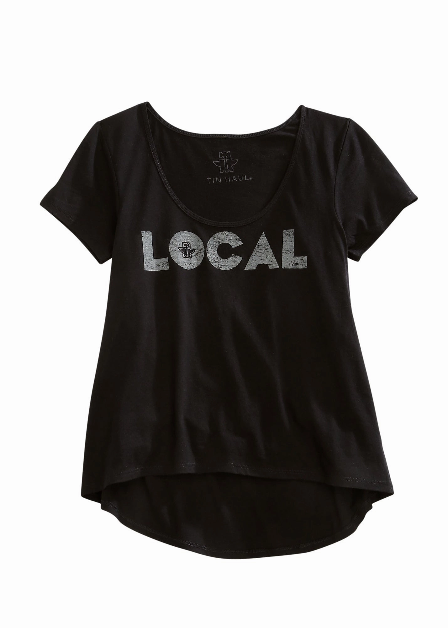 Sporty Layer Tin Haul Womens Distressed Local Black 100% Cotton S/S T-Shirt