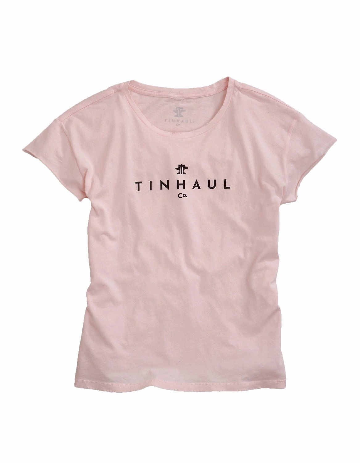 Tin Haul Womens Faded Pink 100% Cotton Anvil and Hammer S/S T-Shirt Animal Print Mountain Retreat