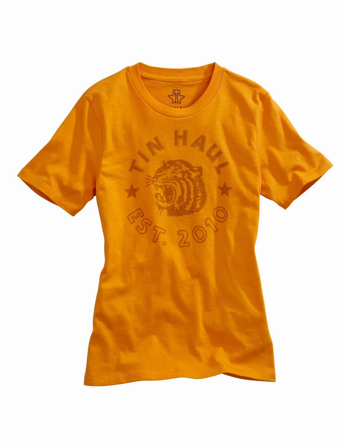 Tin Haul Womens Gold 100% Cotton Make Your Roar S/S Tiger T-Shirt Short Sleeve No Bulk Layering System