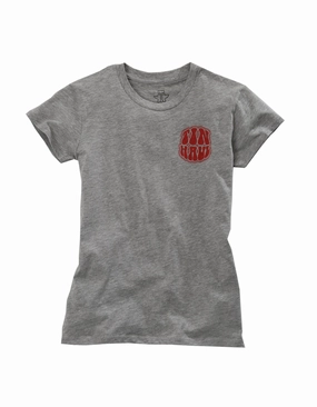 All-Purpose Wear Corporate Retreat Tin Haul Womens Grey Cotton Blend Bubble Letter Logo S/S T-Shirt