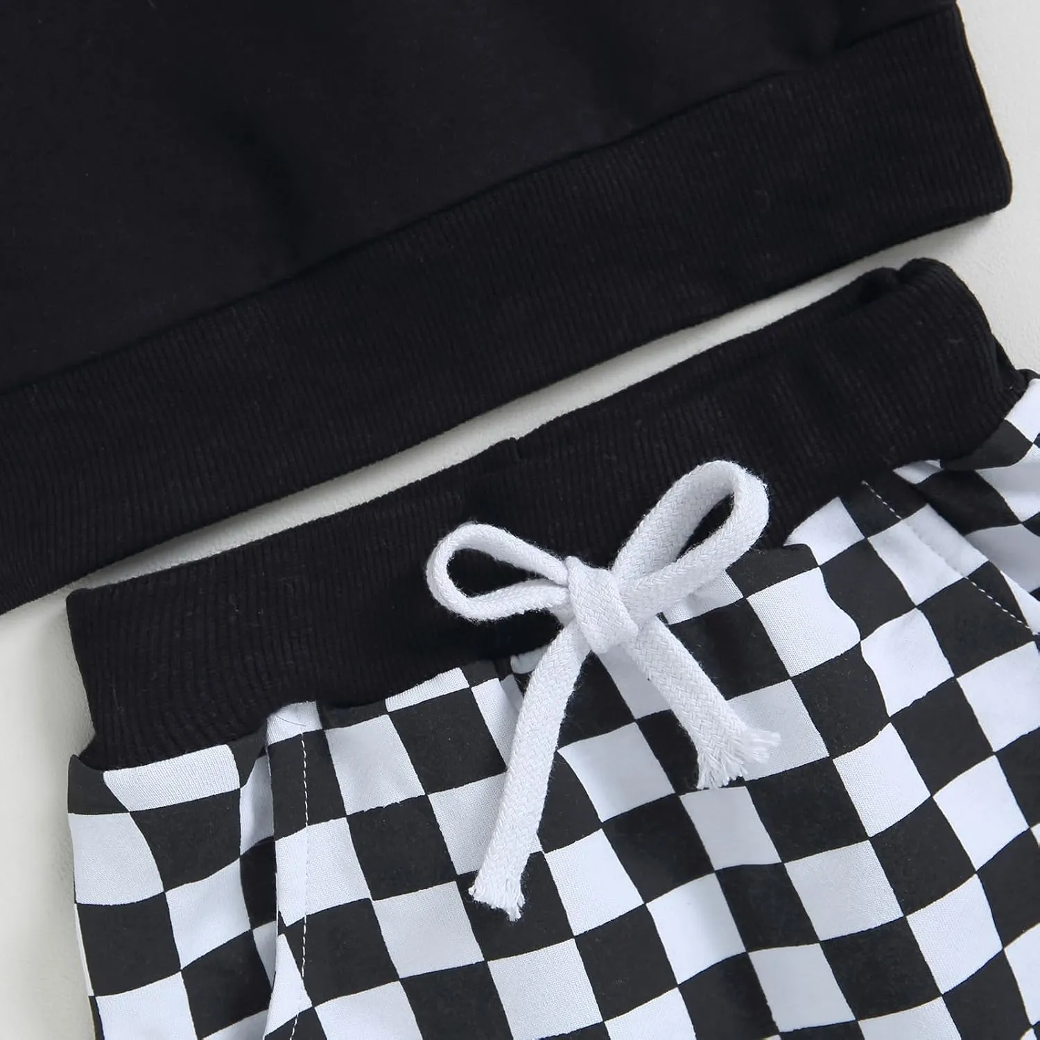 Toddler Baby Boy Fall Winter Clothes Checkerboard Long Sleeve Sweatshirt Pants Sweatsuit Set Checkered Plaid Outfit