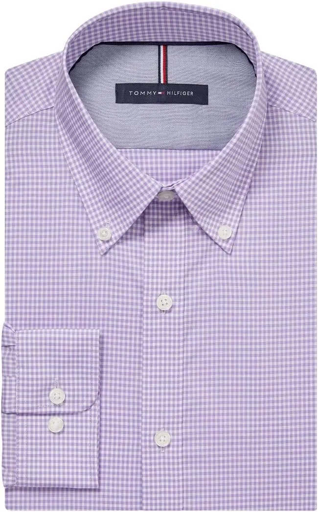 Tommy Hilfiger Men's Dress Shirt Slim Fit Non Iron Gingham