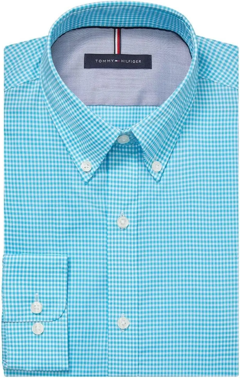 Tommy Hilfiger Men's Dress Shirt Slim Fit Non Iron Gingham