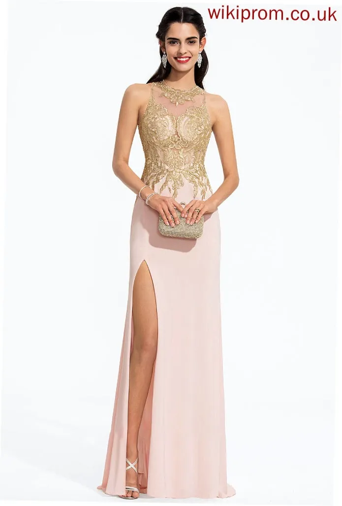 Train Sweep With Neck Jersey Prom Dresses Scoop April Sequins Sheath/Column Lace