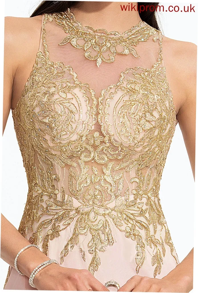 Train Sweep With Neck Jersey Prom Dresses Scoop April Sequins Sheath/Column Lace