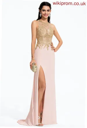 Train Sweep With Neck Jersey Prom Dresses Scoop April Sequins Sheath/Column Lace