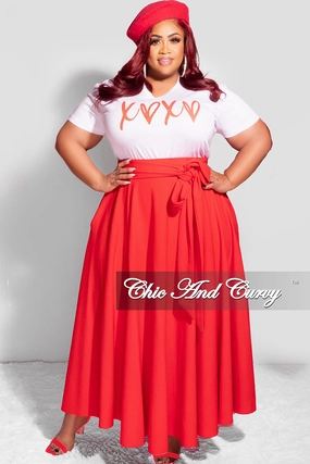 Final Sale Plus Size Oversized Short Sleeve "XOXO" Graphic T-Shirt in White and Red Easy Access