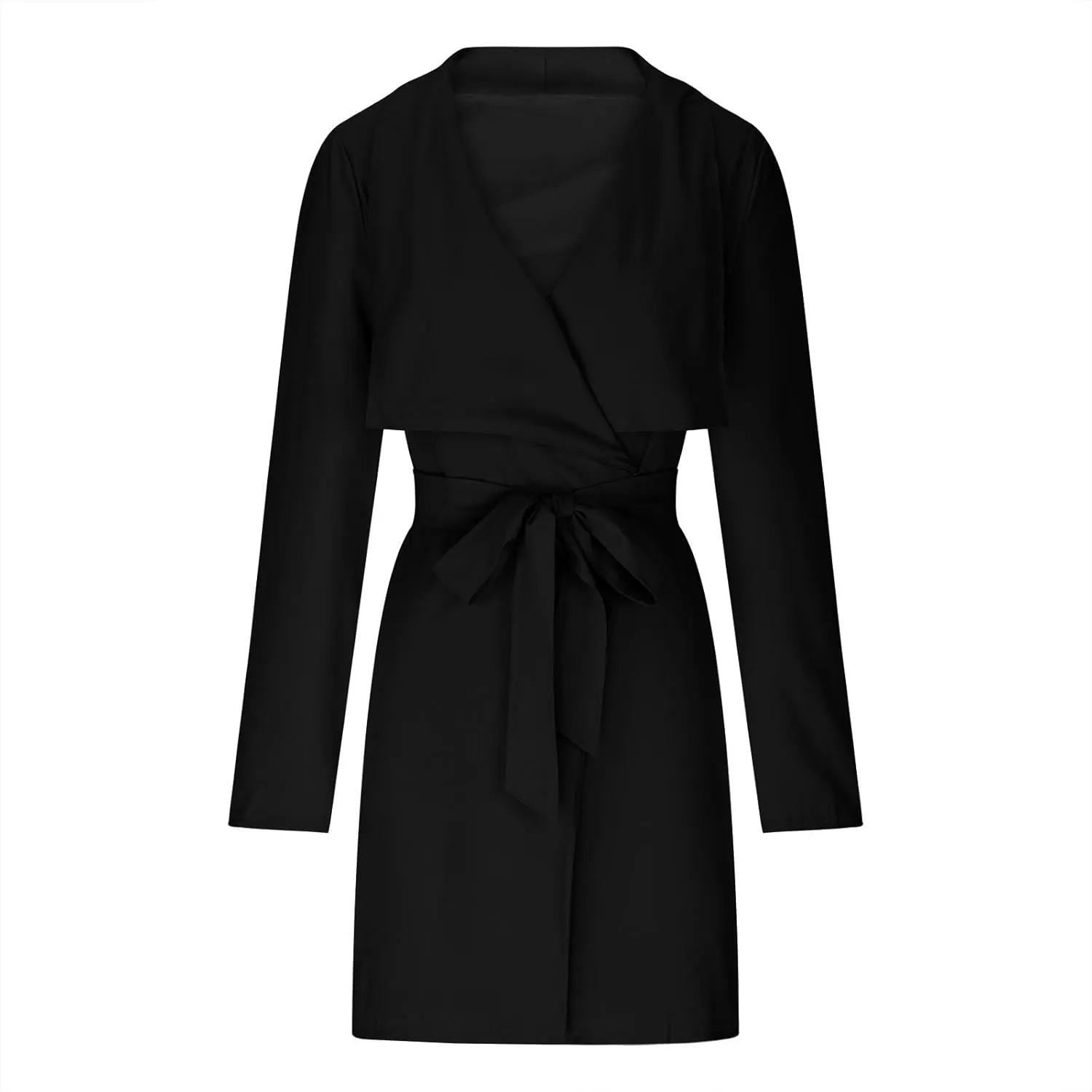 Trench Coat for Women Lightweight V Neck Fall Outfit Long Sleeve Belted Casual Pea Coat Office Work Jackets