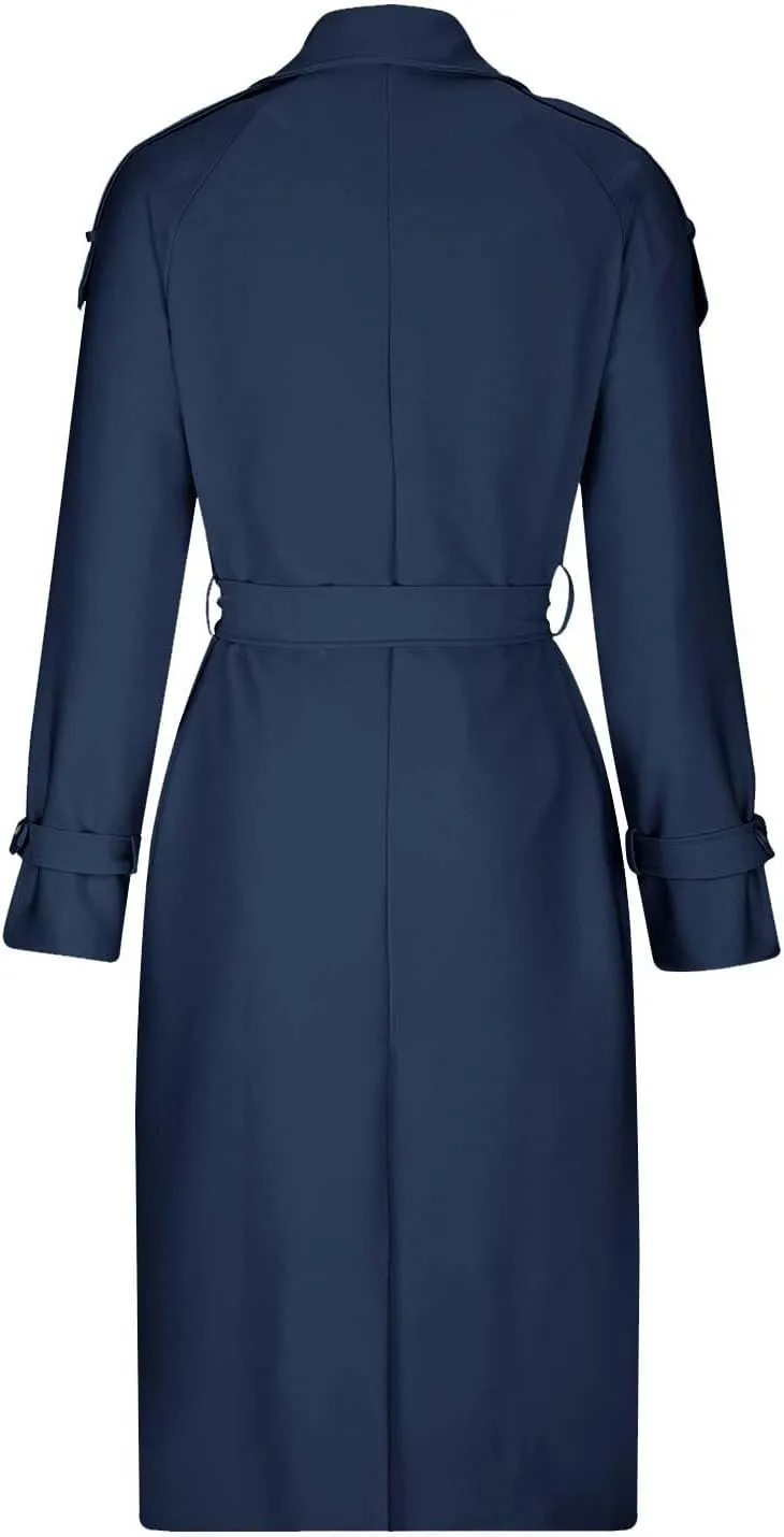 Trench Coat Women Waterproof Double Breasted Long Coats Trendy Notch Collar Jackets Fall Windbreaker with Pockets