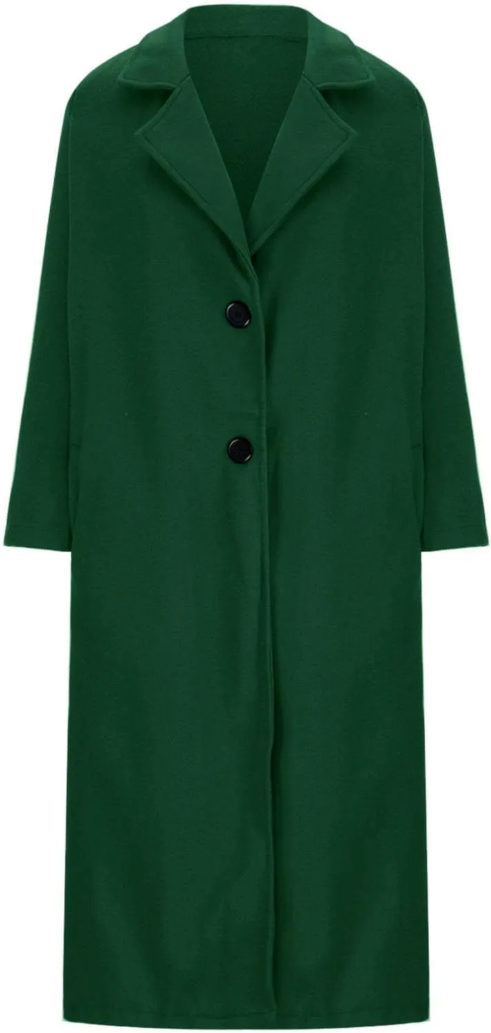 Trench Coats for Women Plus Size Overcoats Fashion Notched Collar Long Cardigan Oversized Button Jackets with Pockets