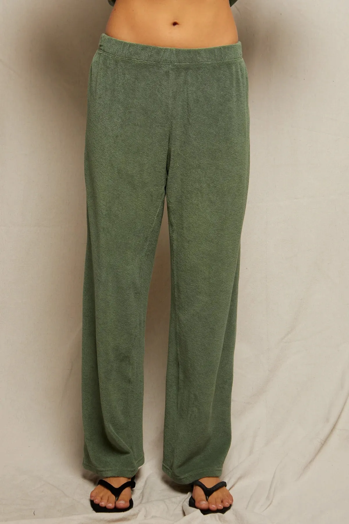 Katie Loop Terry Straight Leg Sweatpants - Aloe Detachable belt OdorResistant