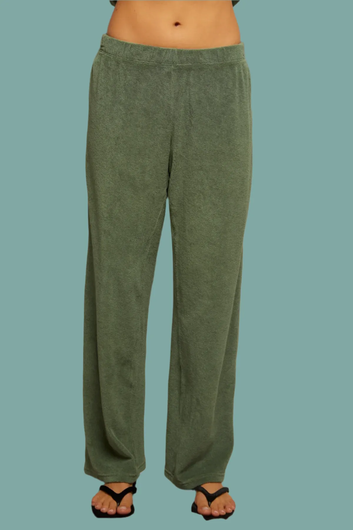 Essential Waist Timeless Style Katie Loop Terry Straight Leg Sweatpants - Aloe