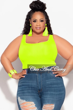 Neutral Style Final Sale Plus Size Camisole with Thick Straps in Neon Lime (Top Only)