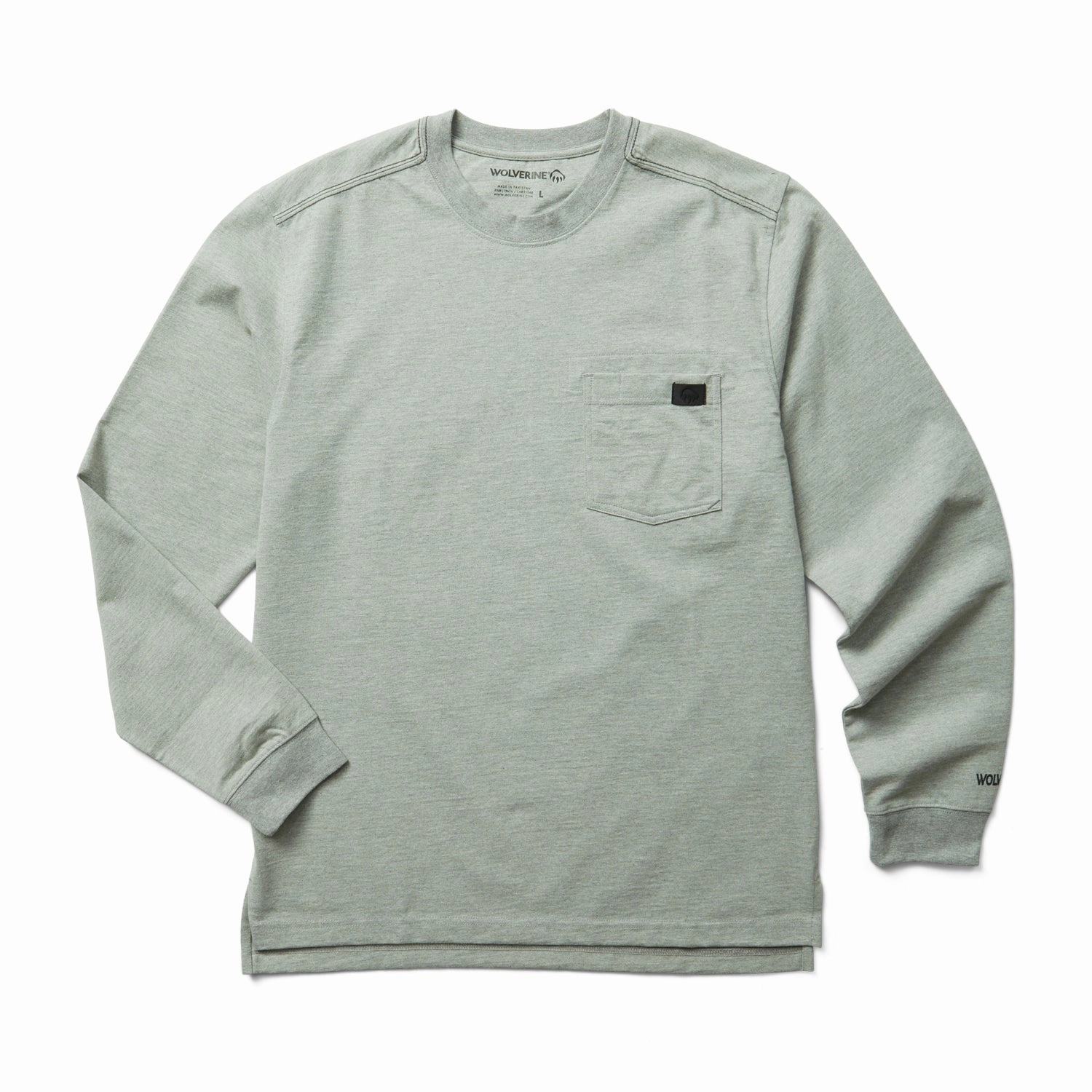 Wolverine Mens Lt Gray Heather 100% Cotton L/S Guardian Tee Chill Wear