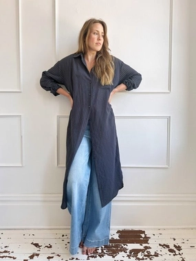 Tailored Layers Perfect Day-to-Night Pinstripe Shirt Dress