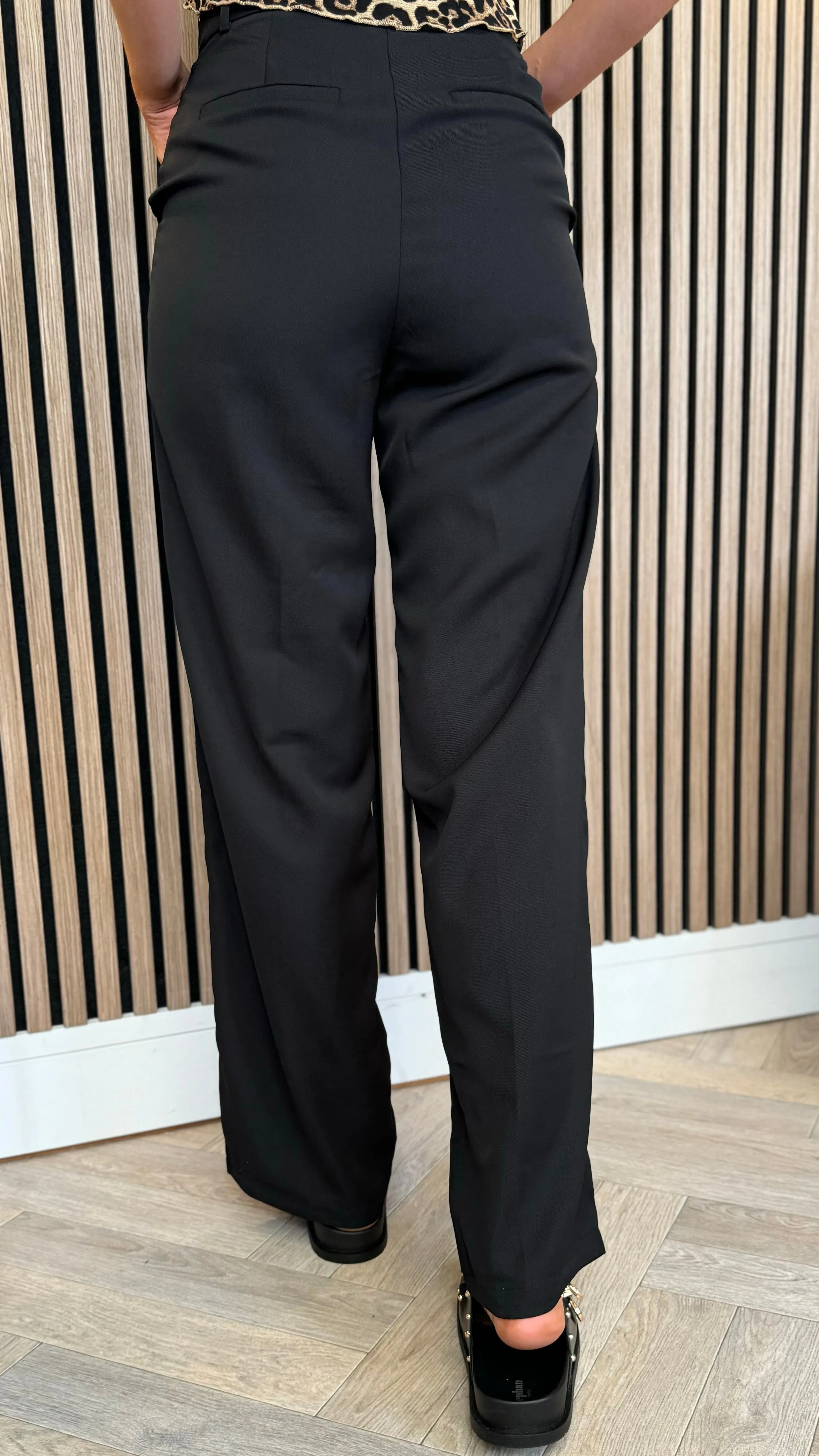 Tressie Black Straight Leg Trousers