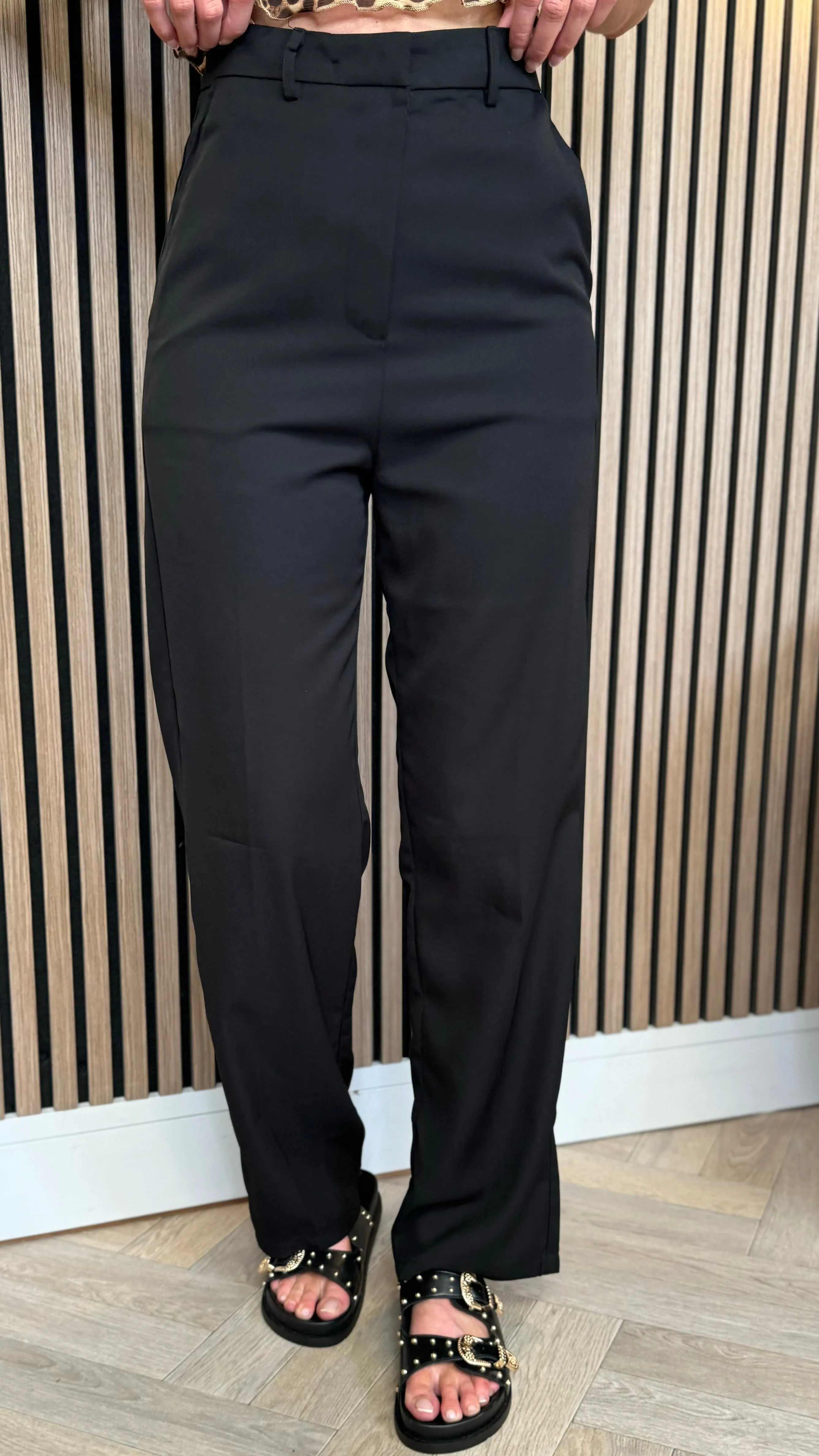 Tressie Black Straight Leg Trousers