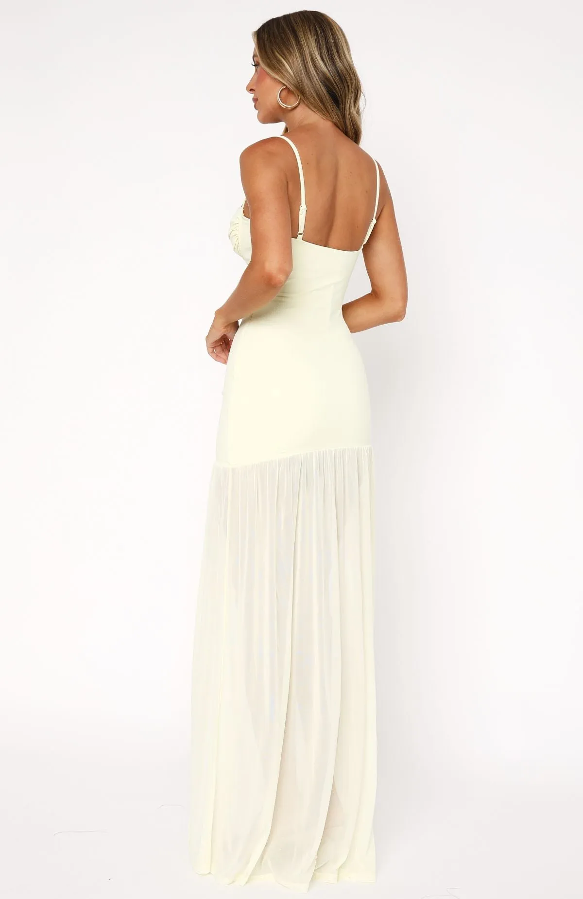 True Love Maxi Dress Lemon Wrinkle Resistant Glow In The Dark Accent Trim