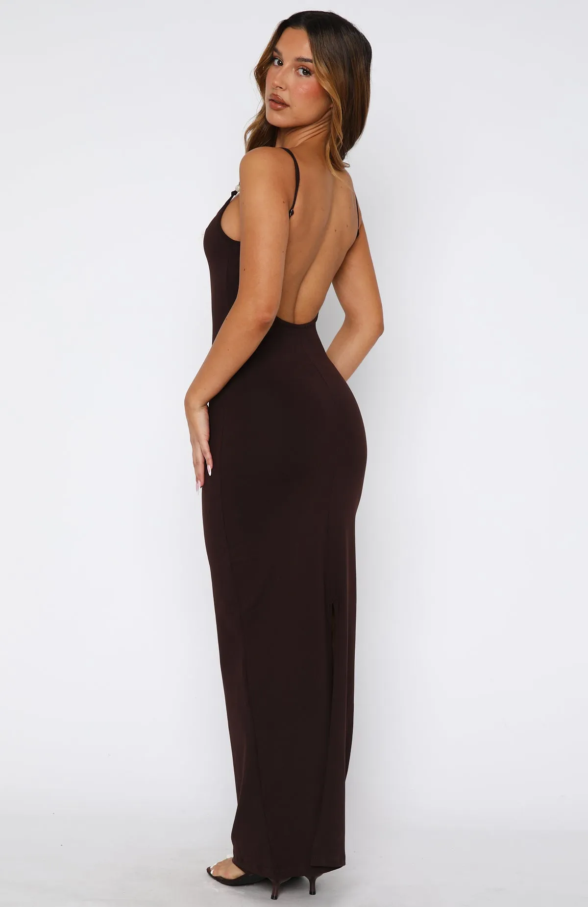 Trusting You Maxi Dress Dark Chocolate RibbedNeckline AirflowOptimized Design