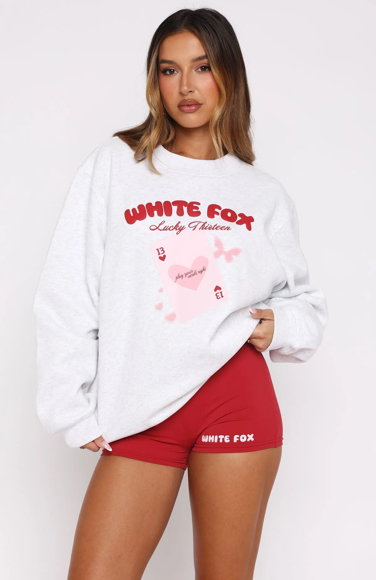 Office Look Stretch Fit Lucky Thirteen Kalena Oversized Sweater Grey Marle