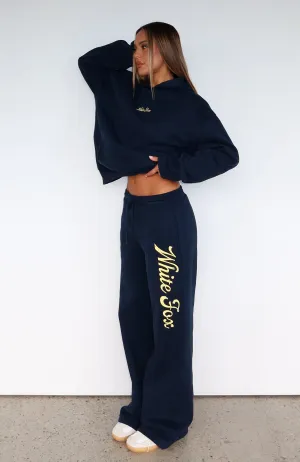 The Good Life Wide Leg Sweatpants Navy Reinforced Neckline Reinforced Stress Points