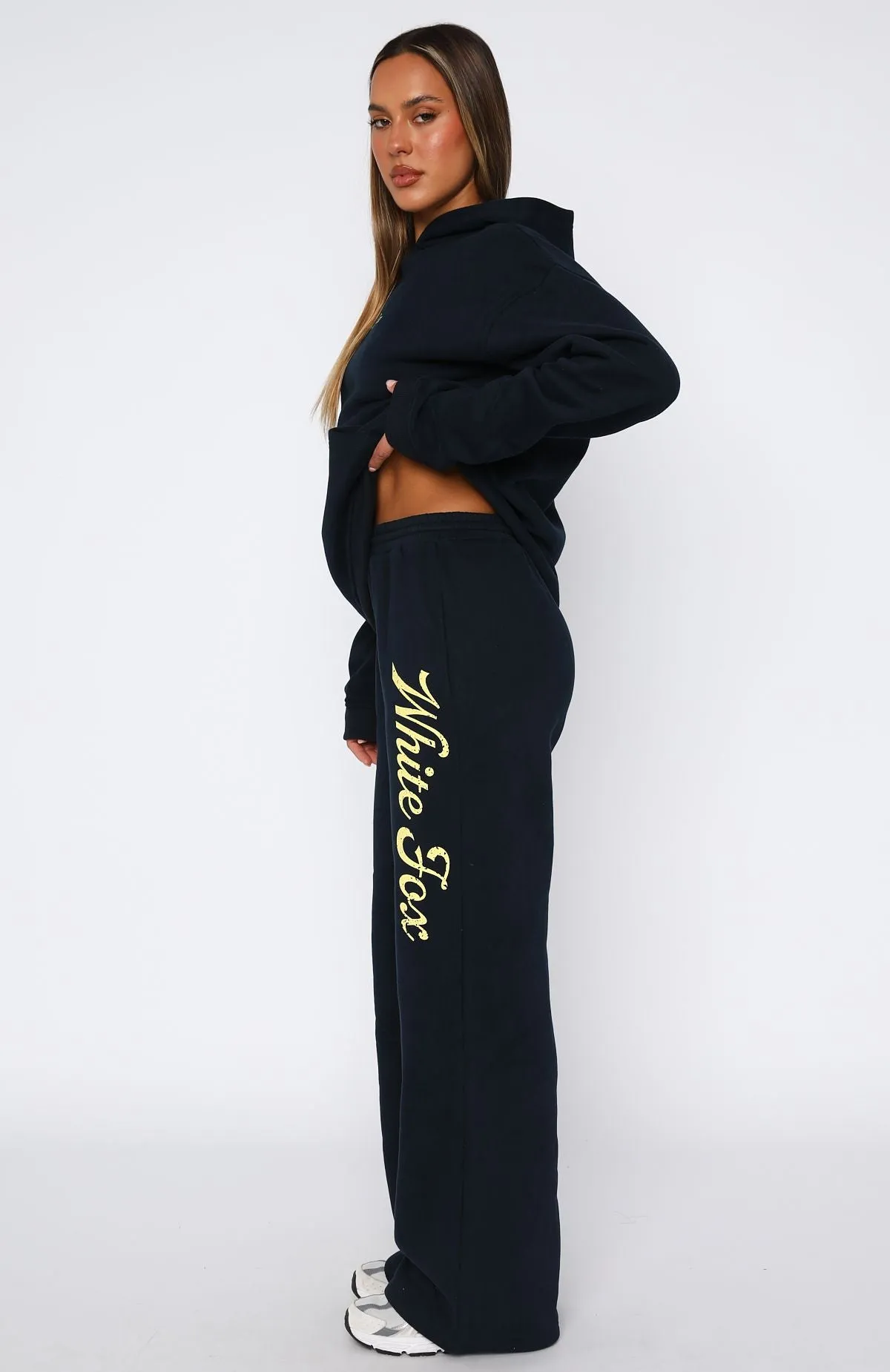 The Good Life Wide Leg Sweatpants Navy WrinkleResistant Knit Structure