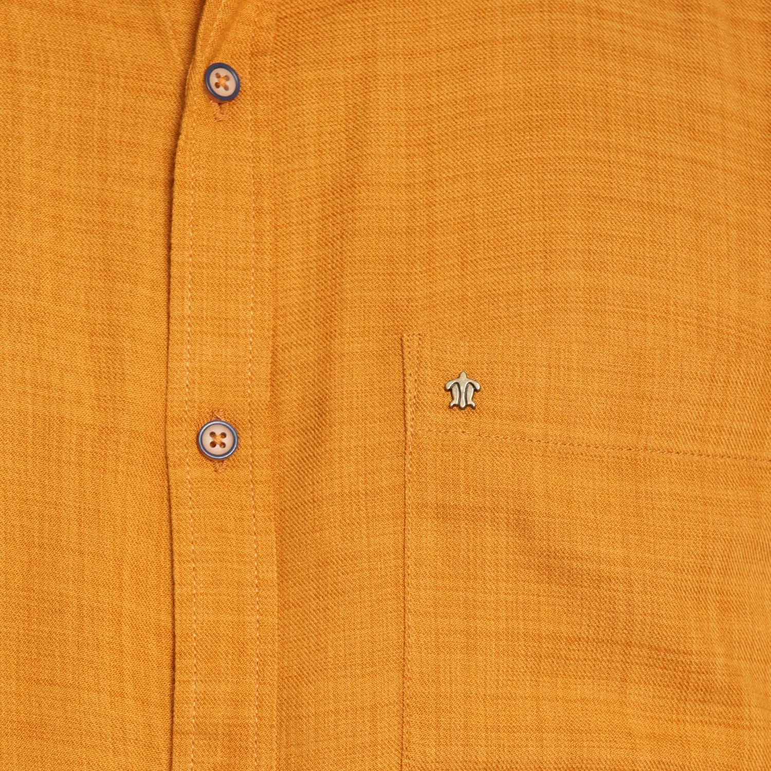 Turtle Men Yellow Cotton Solid Slim Fit Shirts