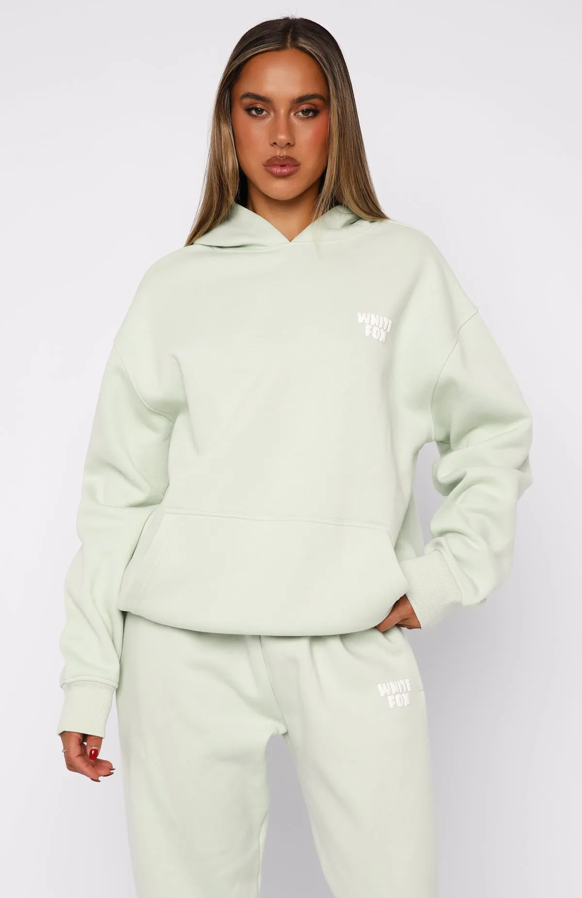 Daily Comfort 11th Street Keeping It Real Oversized Hoodie Iced Matcha