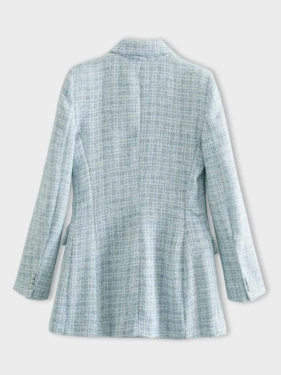 Tweedy Blazer | Modischer taillierter Damenblazer in Hellblau
