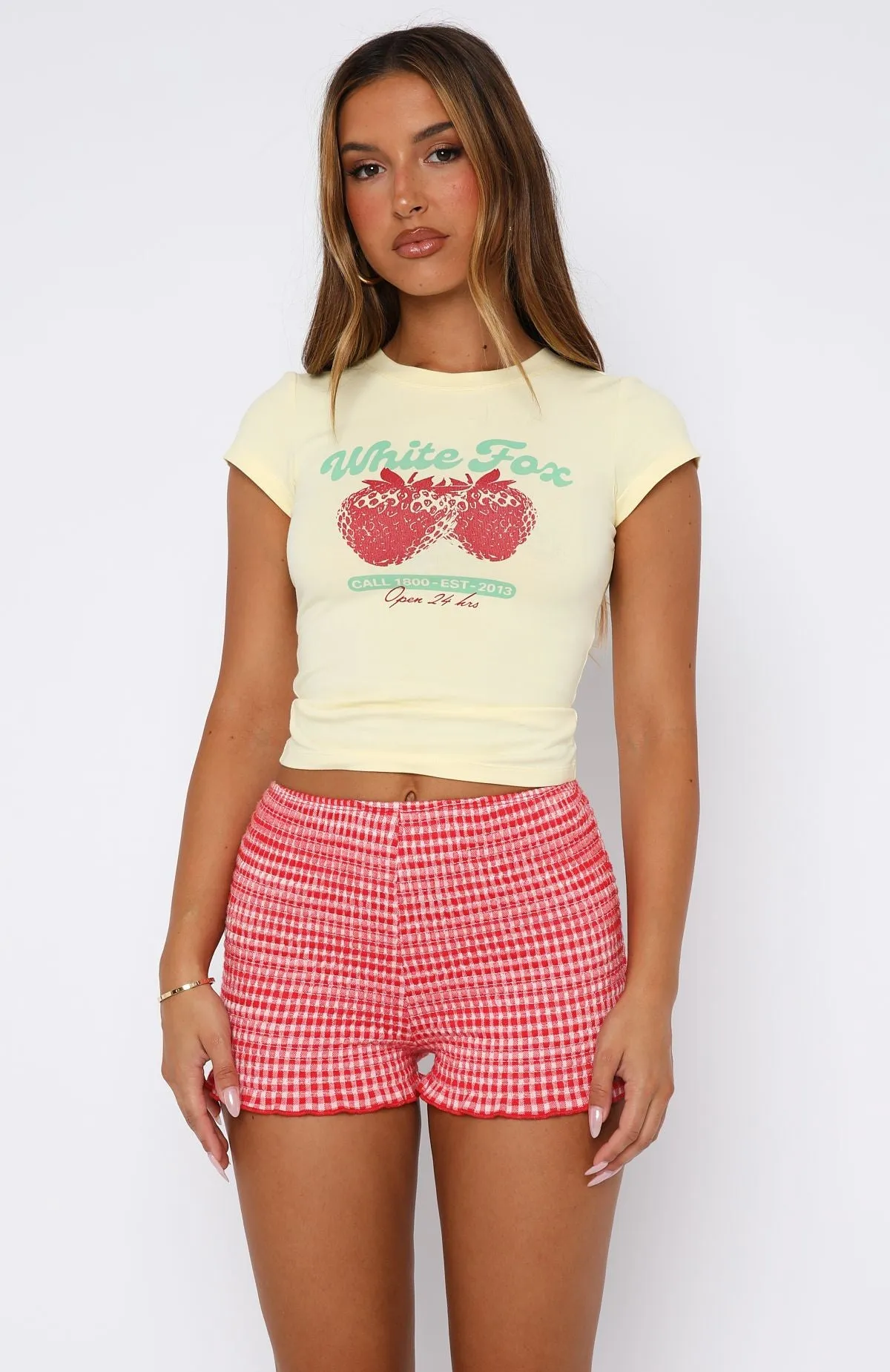 Layered Neckline Details Twenty Four Hours Baby Tee Lemon