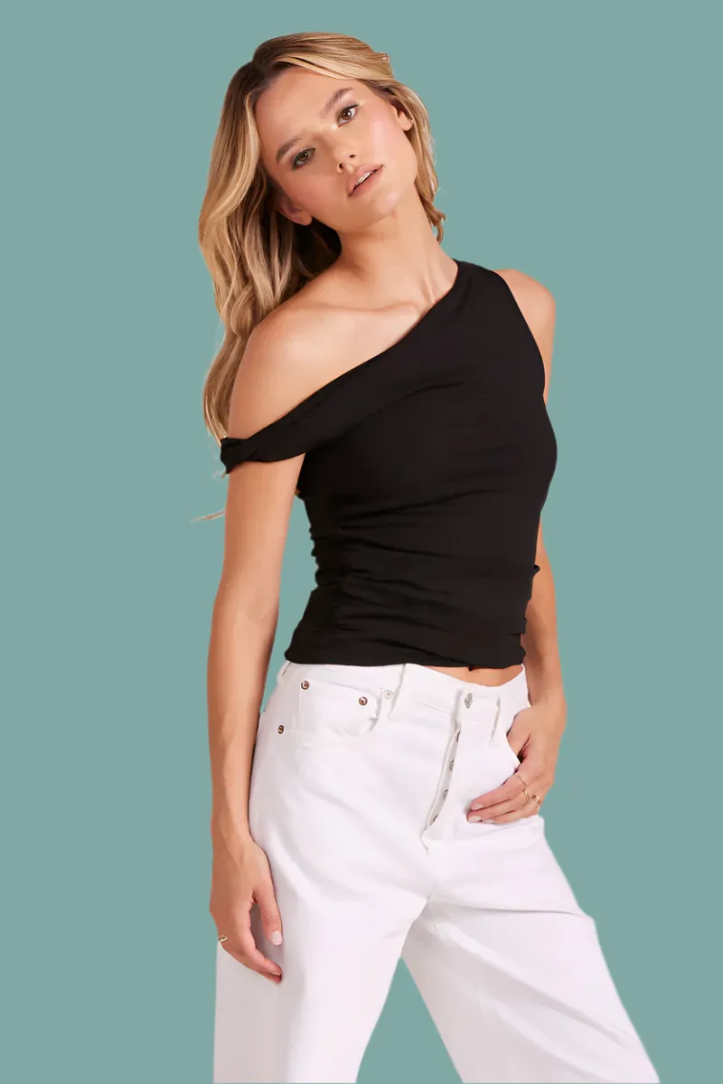 Twist Off The Shoulder Top Sporty Hoodie