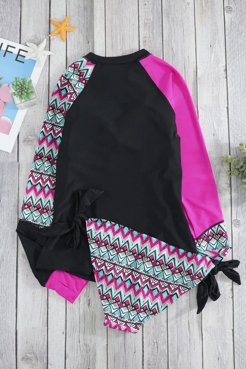 Two Piece Long Sleeve Swimsuit Set Surf Style